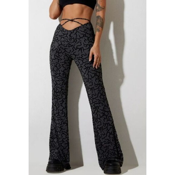 NEW Motel Rocks Pants Womens Small Grey Nancha Tribal Flare Concert Vacation - Picture 1 of 10